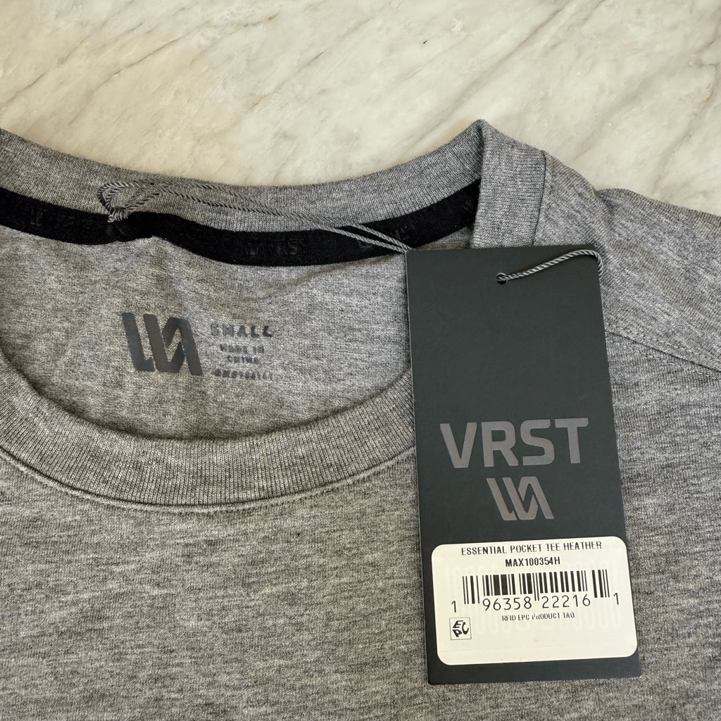 VRST men’s essential pocket mid gray Heather cotton stretch shirt size S NWT gallery