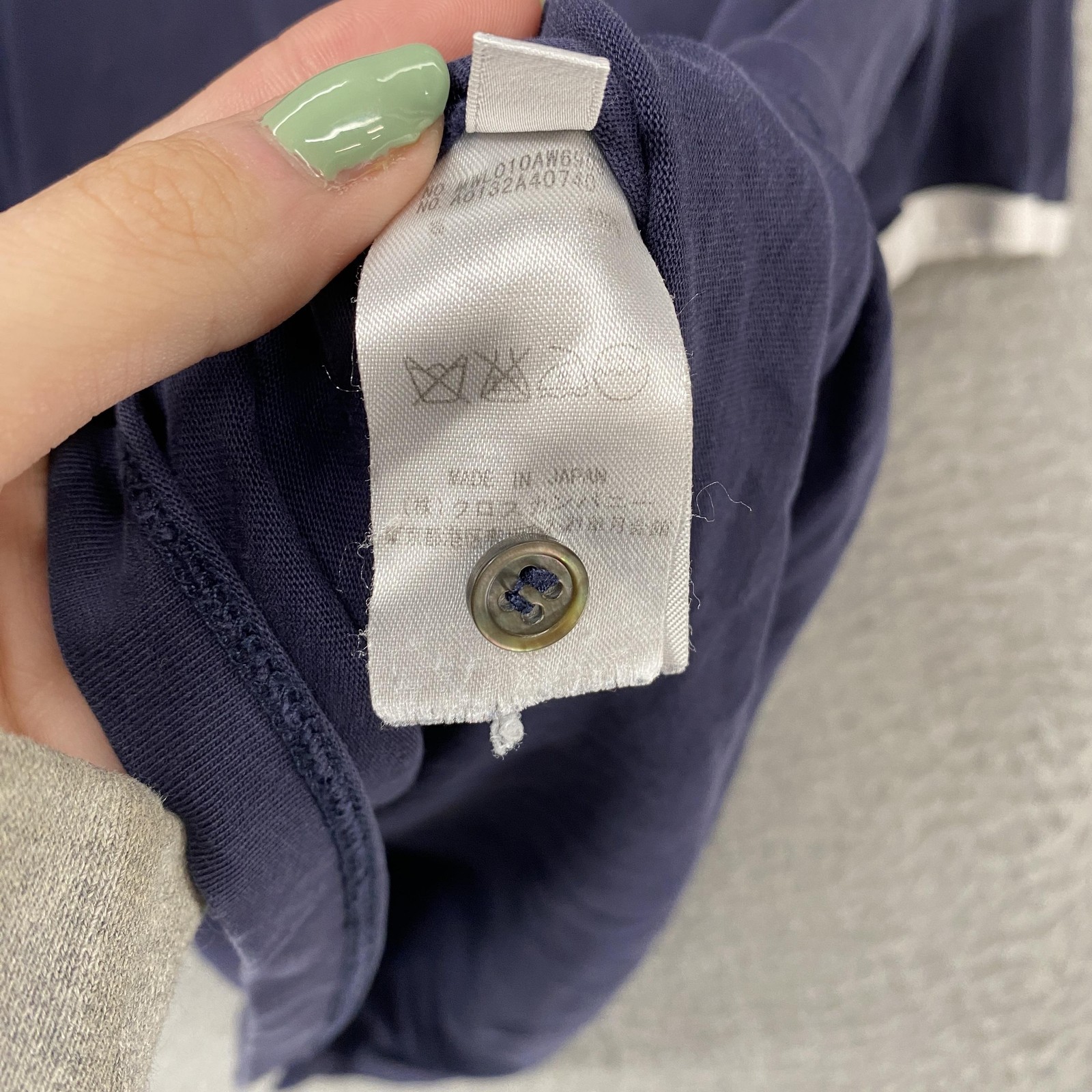 Thom Browne Ringer Shirt Mens 2 / Medium Navy Blue Side Button Made In Japan Tee gallery