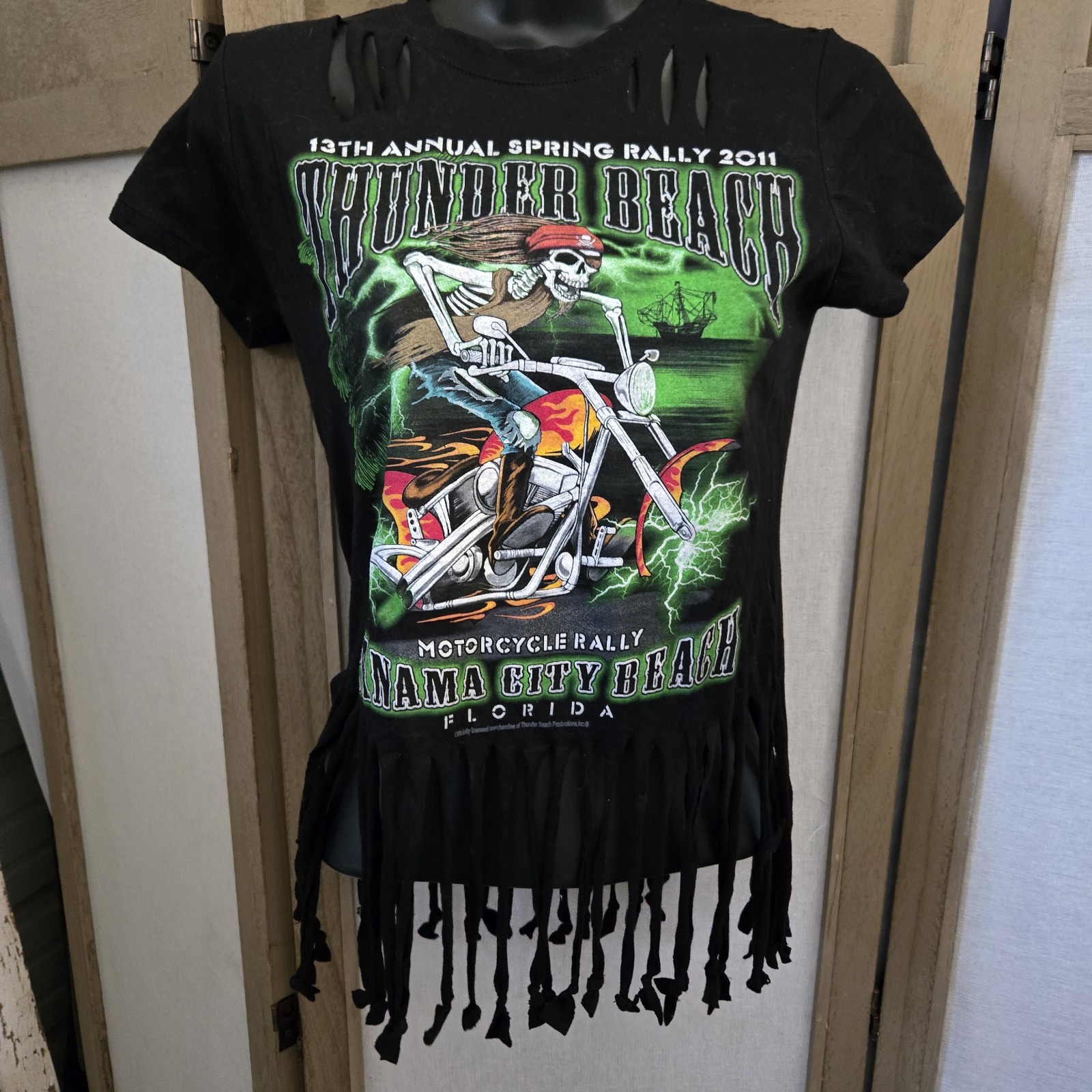 13th Thunder Beach Bike Week Panama City Beach T-Shirt Black Motorcyle Size S gallery