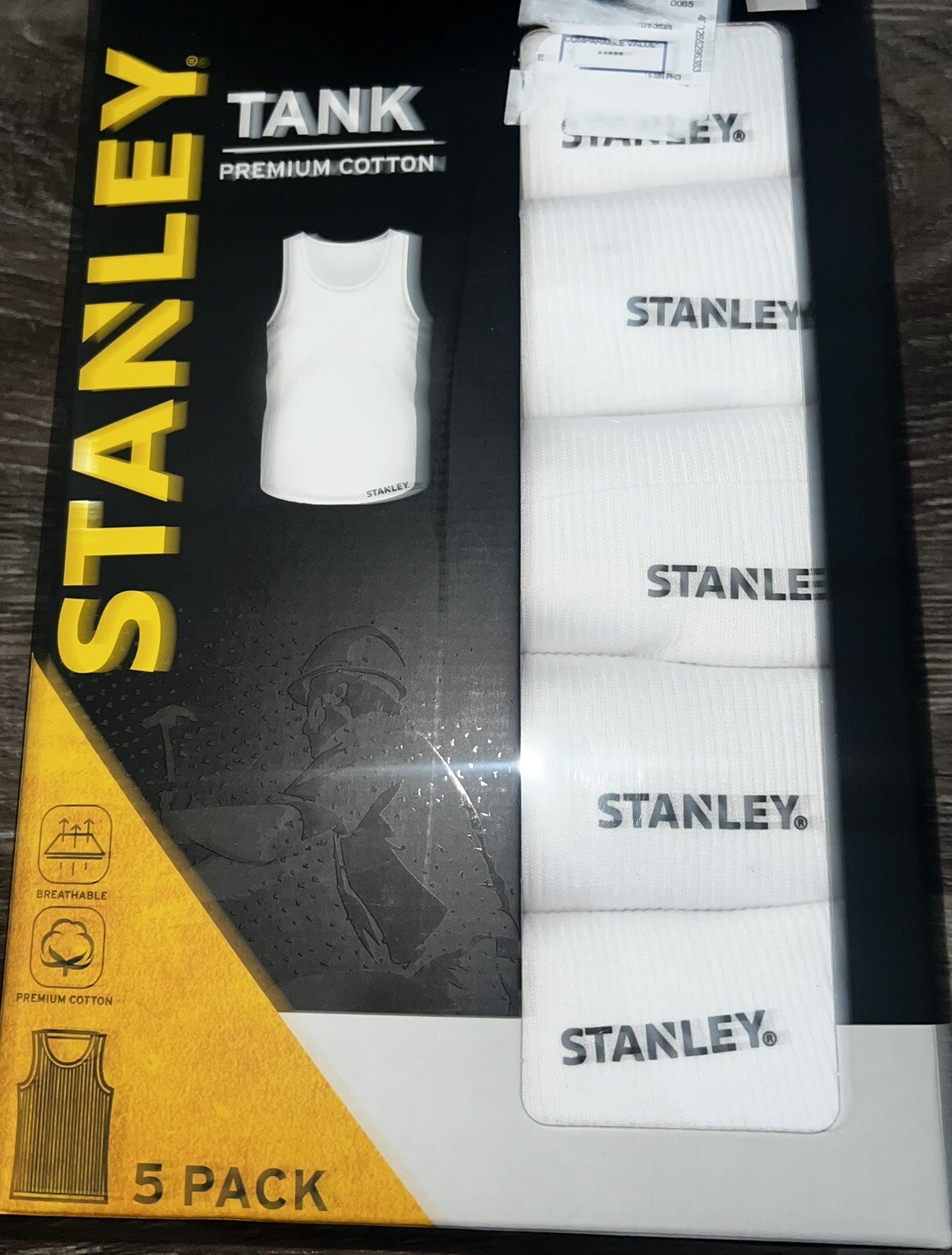 Stanley ~ Men’s 5-Pack Tanks Tops Undershirts Cotton Blend White Breathable ~ XL