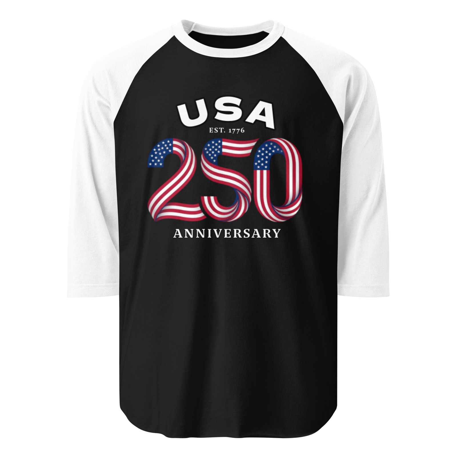 USA 25O Flag Font 3/4 sleeve raglan shirt gallery