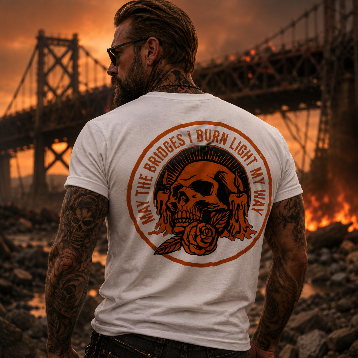 May The Bridges I Burn Light My Way Skull Graphic Tee gallery
