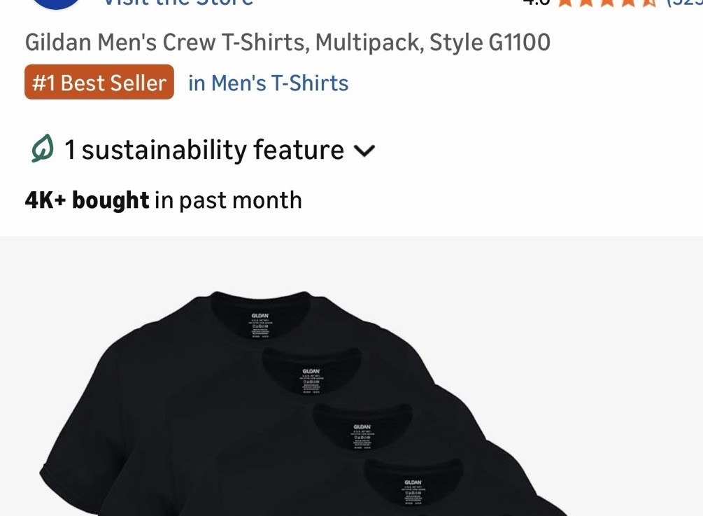 NWOT Gildan Mens Black Crew T-Shirts Set Of 4 Style G1100 All Size XL gallery