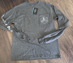 Salt Life Men’s Skull & Poles Long-Sleeve T-Shirt Charcoal Gray Heather Small