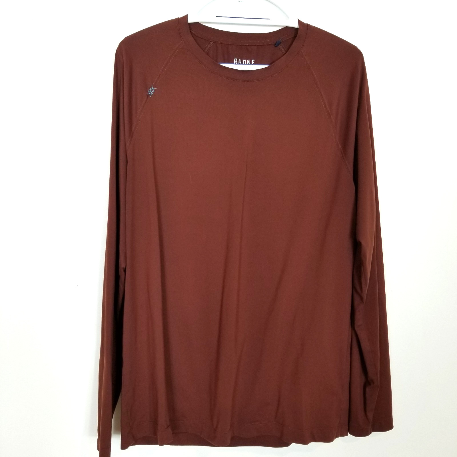 Rhone Reign Long-sleeve Performance Shirt Sz L Brown Nylon Blend Outdoor Casual