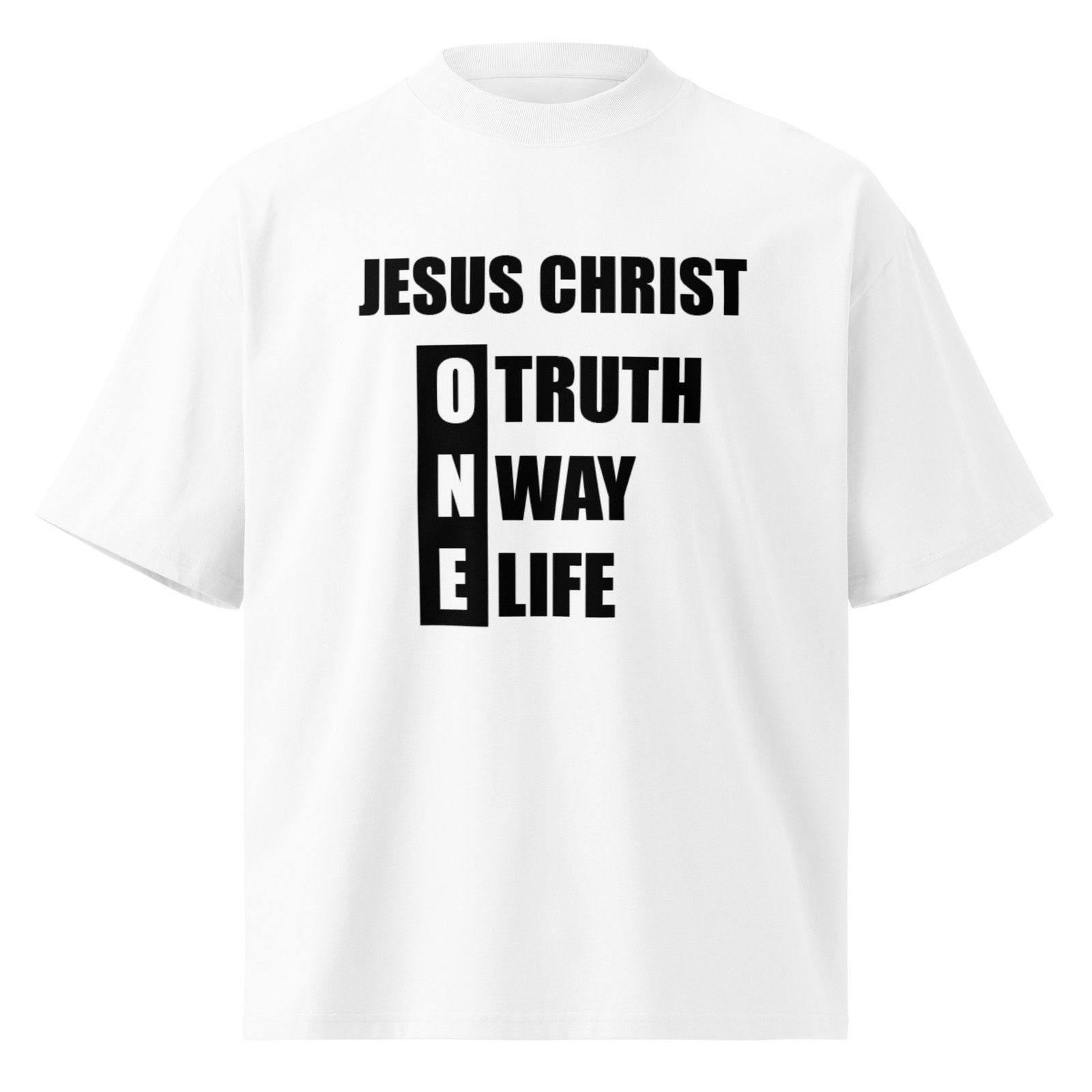 Unisex Christian themed organic oversized high neck t-shirt gallery