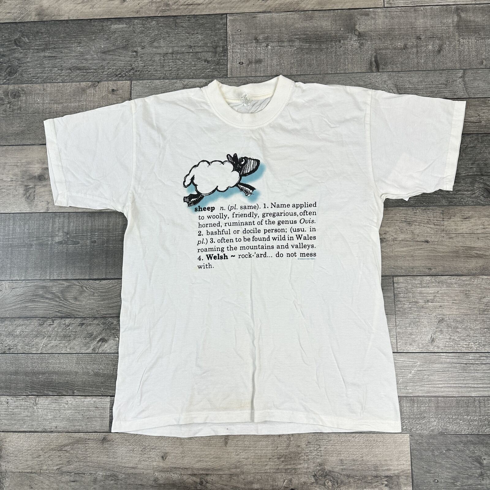 Vintage T-Shirt Graphic Print Sheep Wildlife 90s Y2K White Mens Large gallery