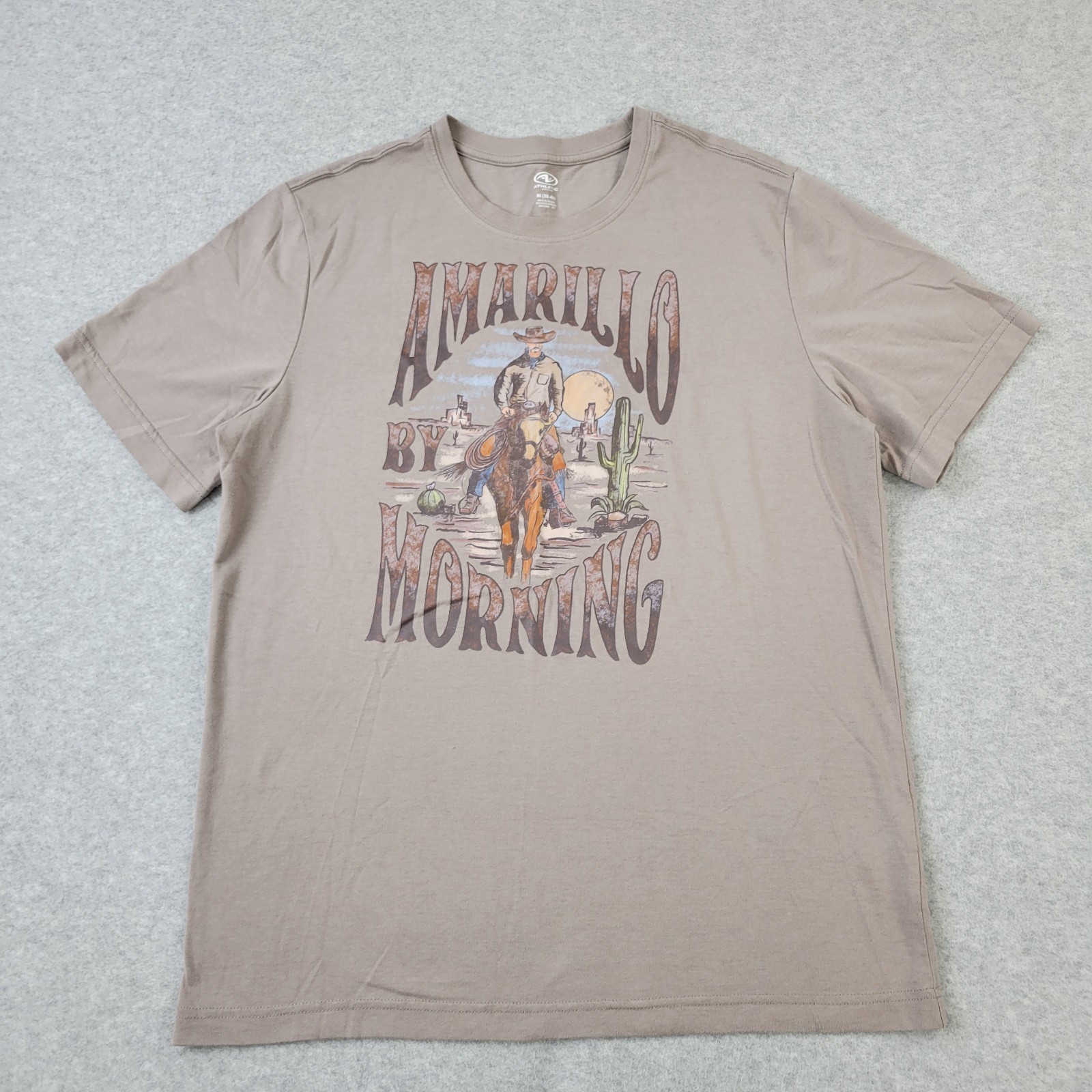 Athletic Works Shirt Mens Medium (38-40) Brown Amarillo By Morning Graphic