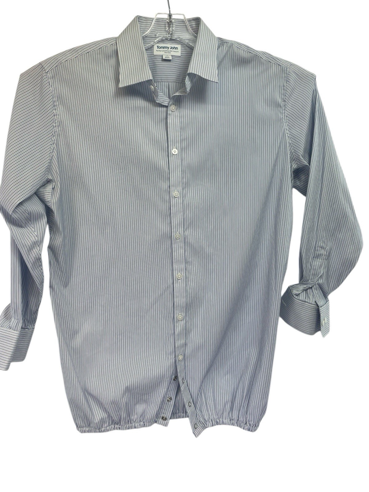 Tommy John Stay Tucked Sz 17-32/33 ClassicFit White Blue Stripe Button Shirt (X9