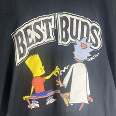 Backwoods Bart Simpson Best Buds Y2K Men’s Black T-Shirt Size 2XL Gildian Cotton