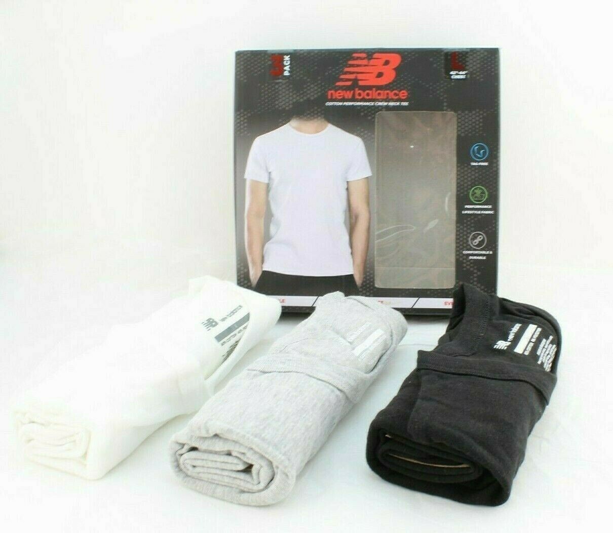 NEW BALANCE Size S (34-36) 3-Pk Classic Fit Crew Neck Men's T-shirts RETAIL $40 gallery