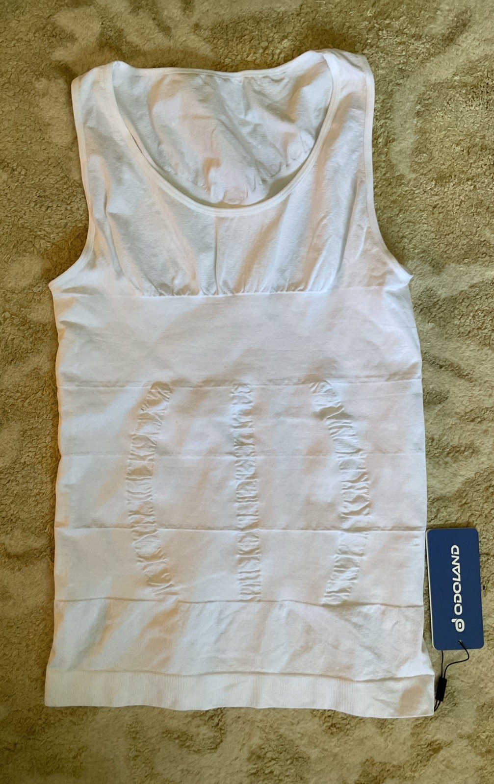 ODOLAND Men’s Body Shaper Slimming Tummy Vest Compression Shirt Tank White XXL