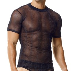 New Flash Transparent Mens Short Sleeve Top Ultra-thin Breathable Summer T-shirt