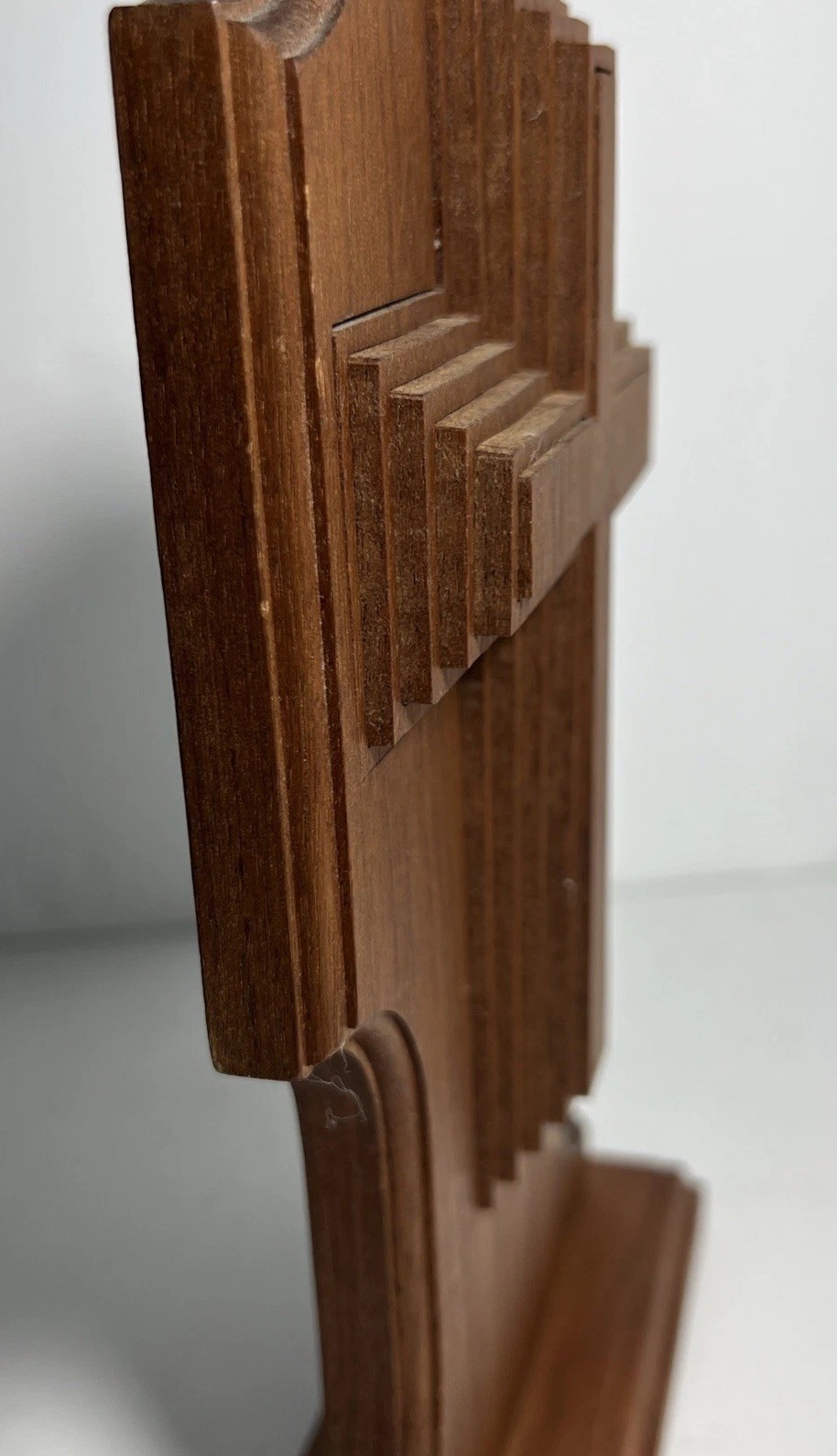 Handmade Wooden Table Crucifix With A 3-D Tiered Design