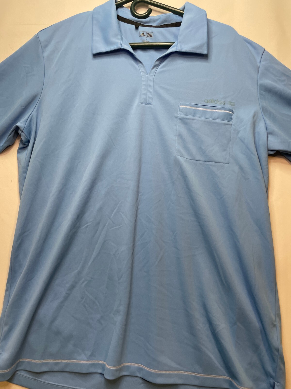 Adidas Golf polo shirt mens large v neck short sleeve blue gallery