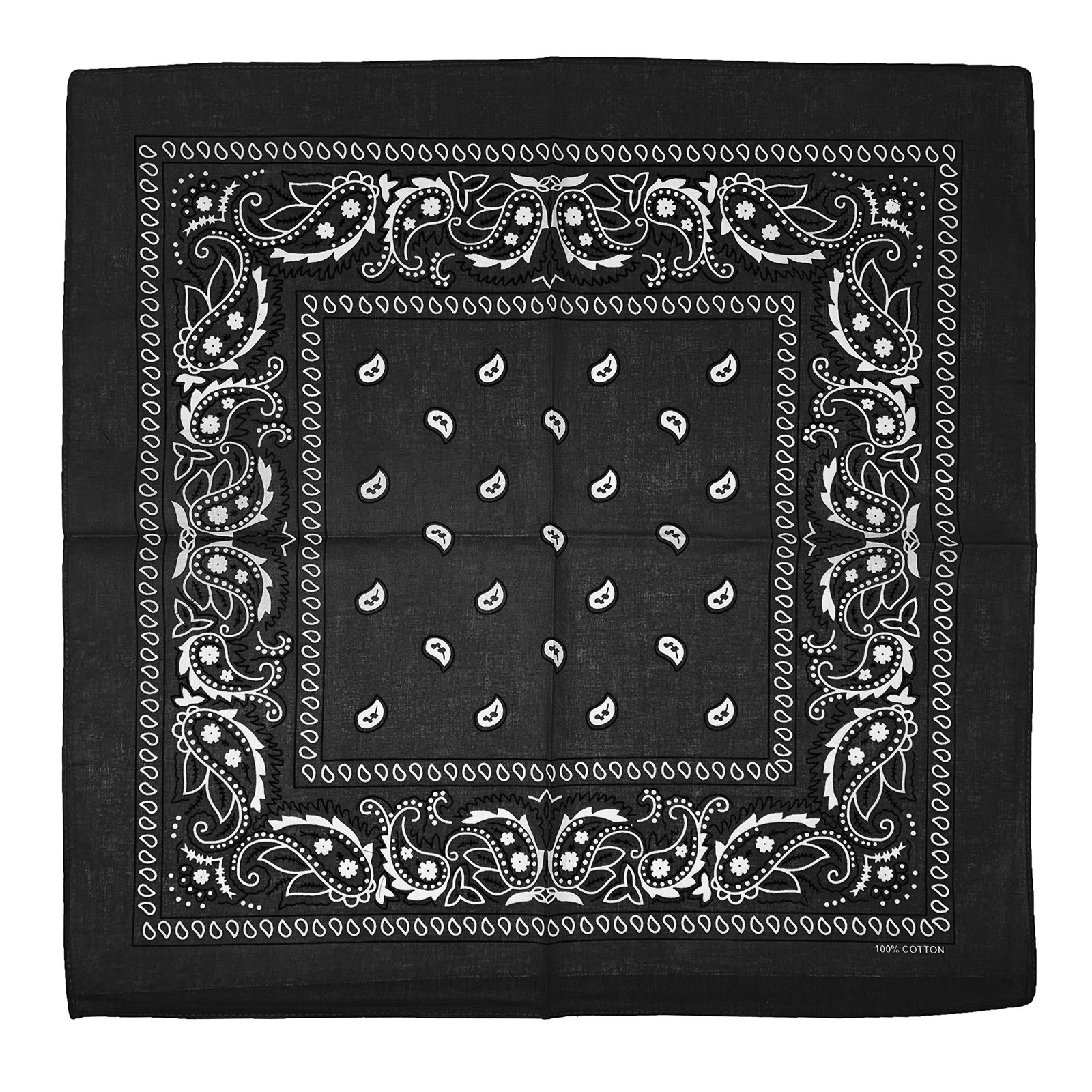 12 Pack 100% Cotton Premium Bandanas Head Band Wrap Scarf-Black-HA55902