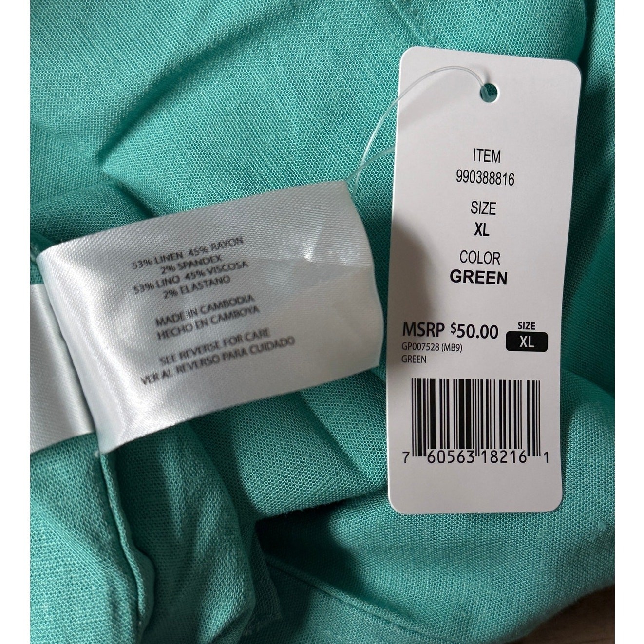 Gap Men’s Linen Blend Short Sleeve Shirt Green Size XL GP007528 gallery