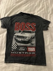 Ford Mustang Boss 429 Graphic Print Black Cotton T-Shirt Size M
