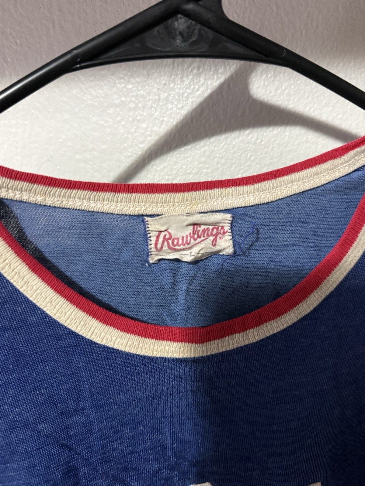 1960s Home Savings Blue Distressed Durene Ringer Jersey T-Shirt Flaws M gallery