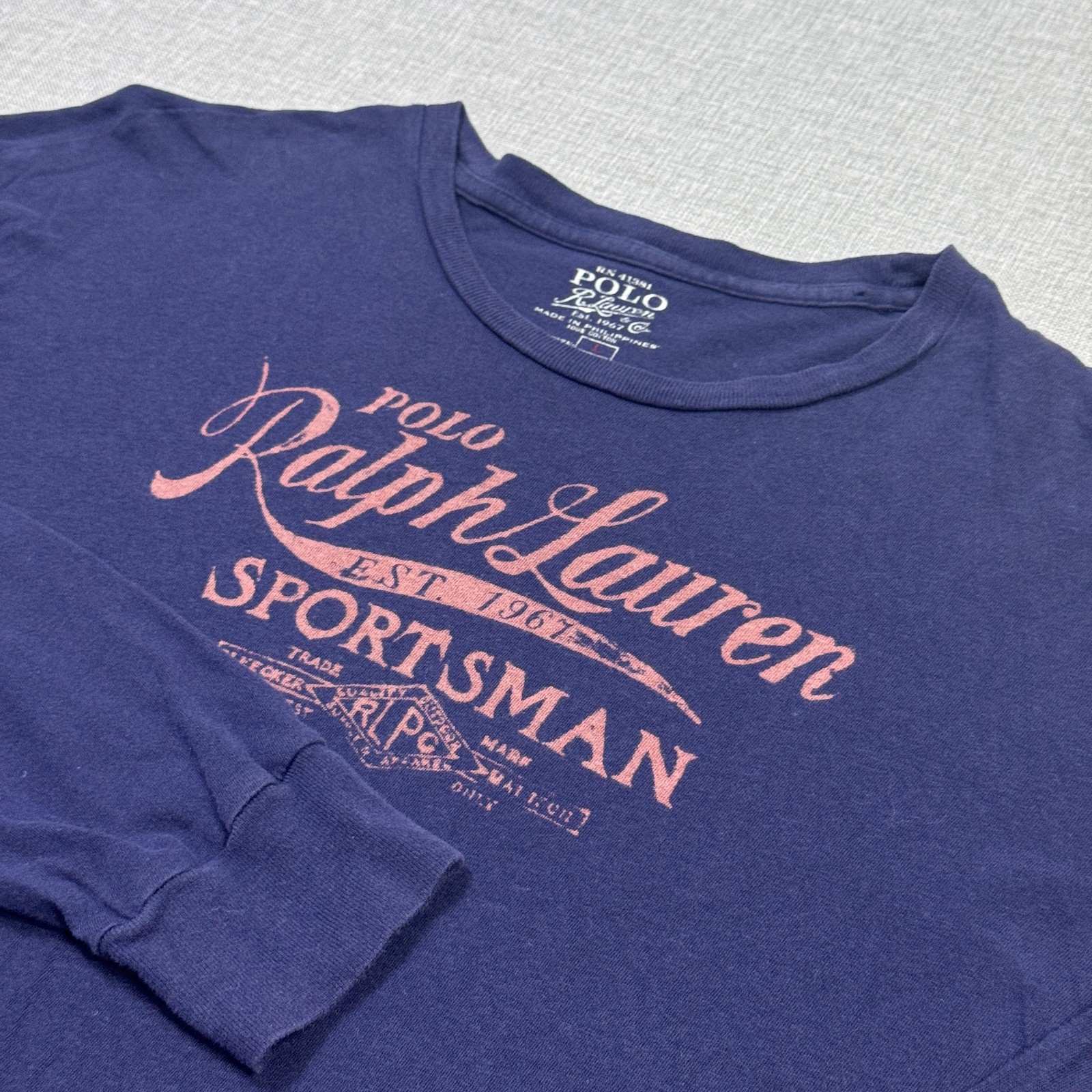 Polo Ralph Lauren Shirt Mens Large Blue Sportsman Graphic Long Sleeve Crewneck gallery