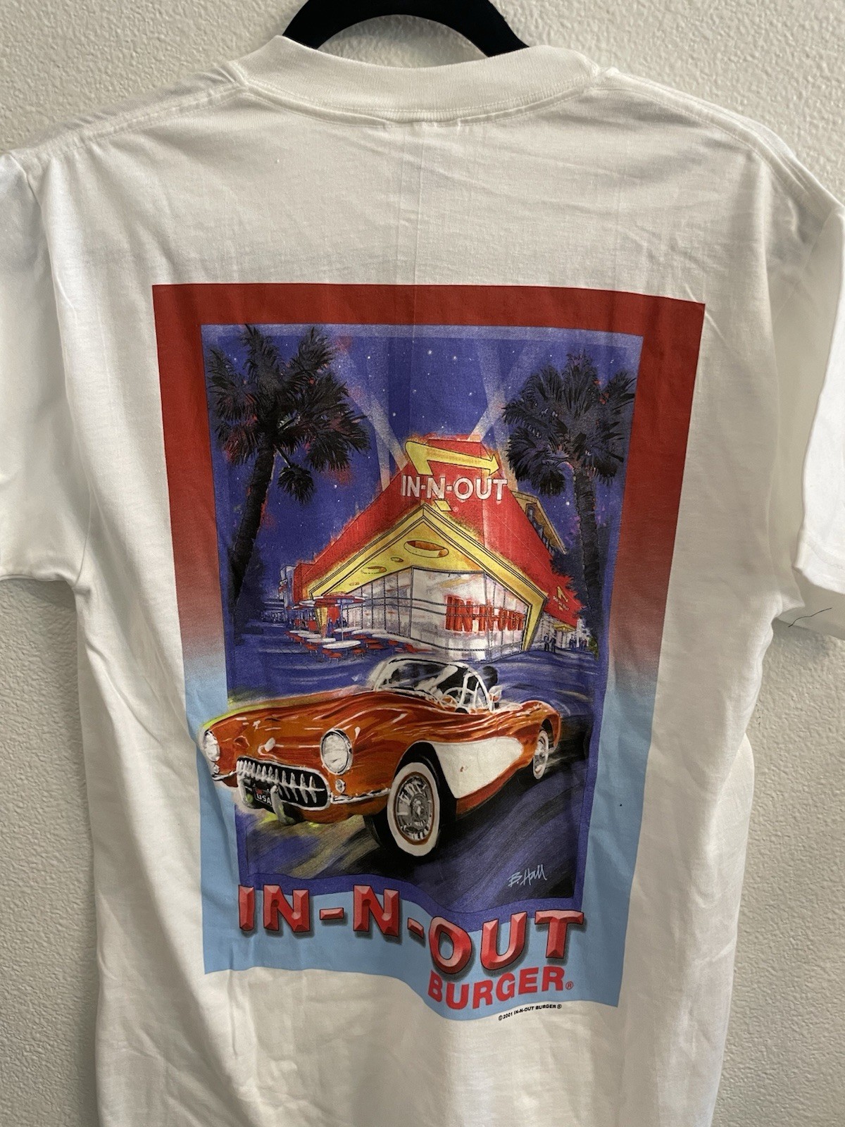 Hanes Beefy-T Men's S White In-N-Out California Graphic Tee Double-Sided gallery