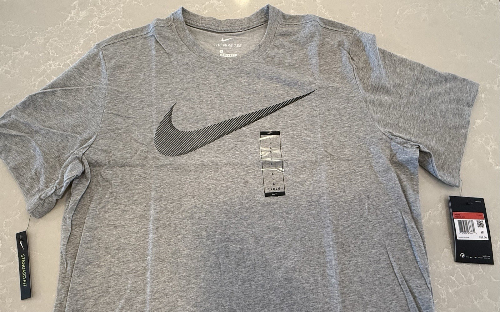 Nike Mens Dri-Fit Training T-Shirt ~ White & Grey ~ Choose Size S, M, L, XL gallery