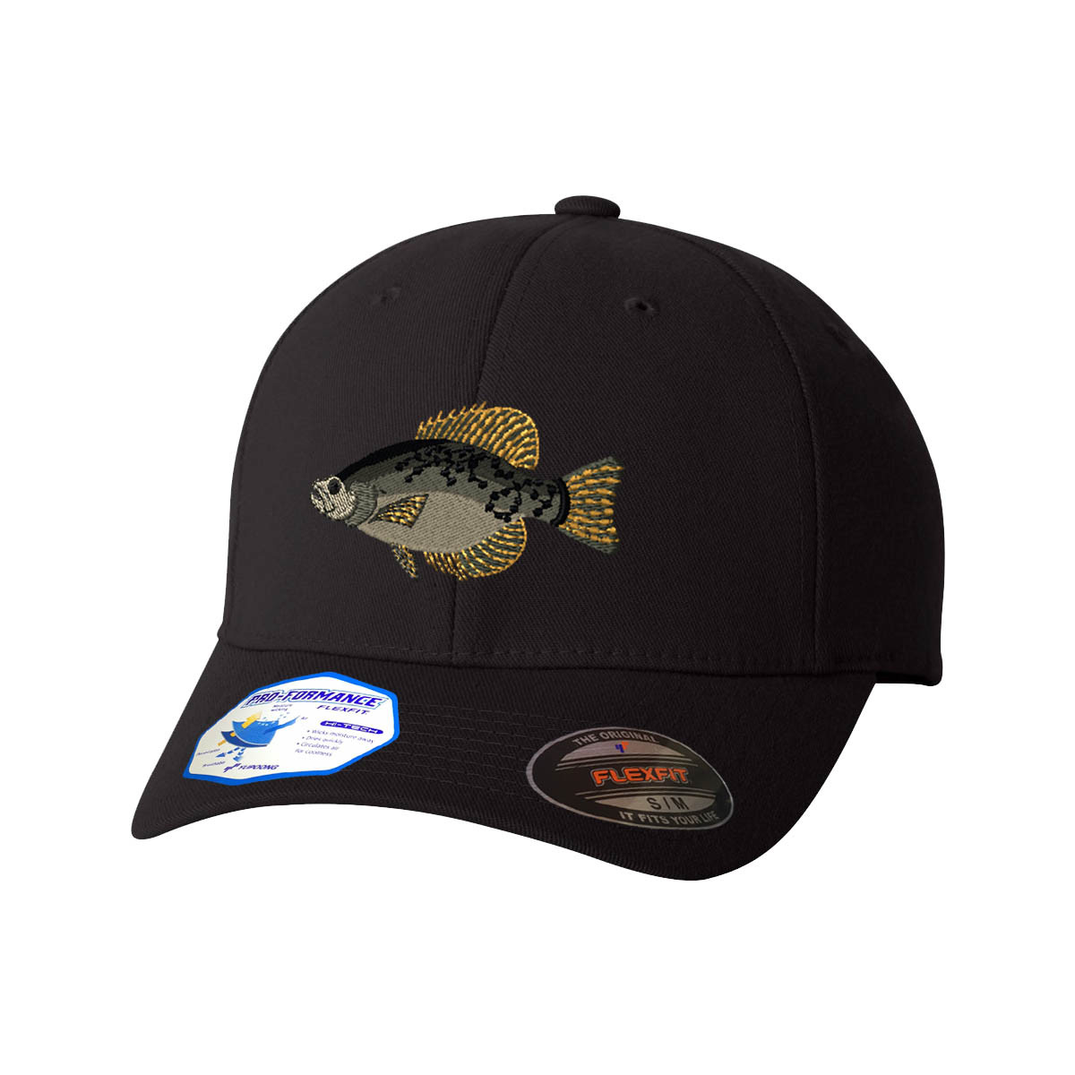 Flexfit Hats for Men & Women Black Crappie Embroidery Dad Hat Baseball Cap gallery