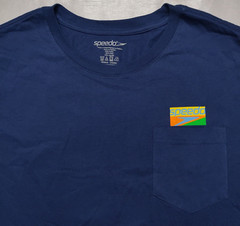 SPEEDO Men Large Club Blue Double-Sided Graphic Pocket T-Shirt NEW