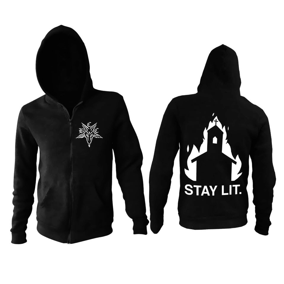 BlackCraft Cult Stay Lit Zip Hoodie Size M Black Goth Occult Streetwear Anime gallery
