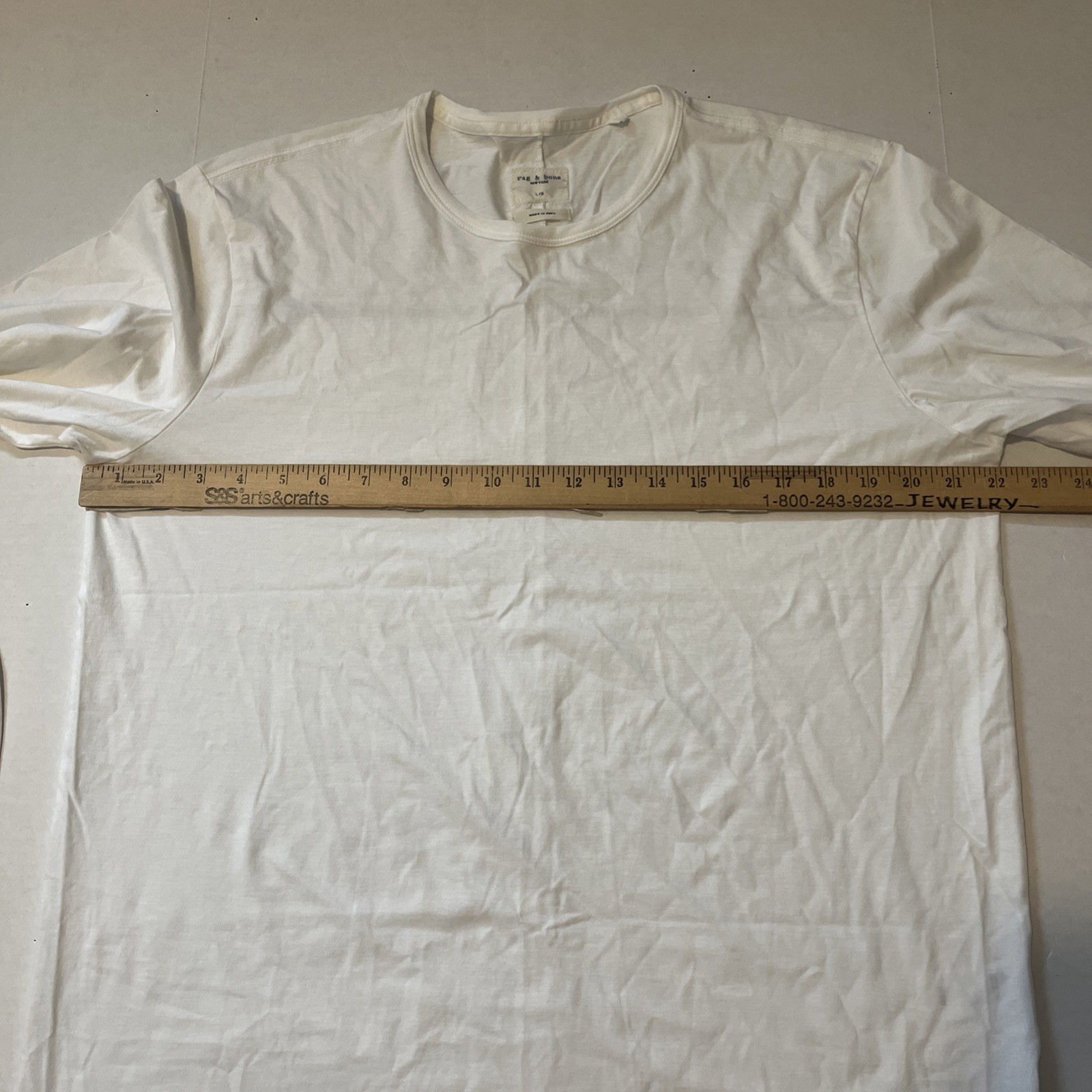 Rag And Bone Long Sleeve White T Shirt Men’s Size Large Casual Cotton Peru Made gallery