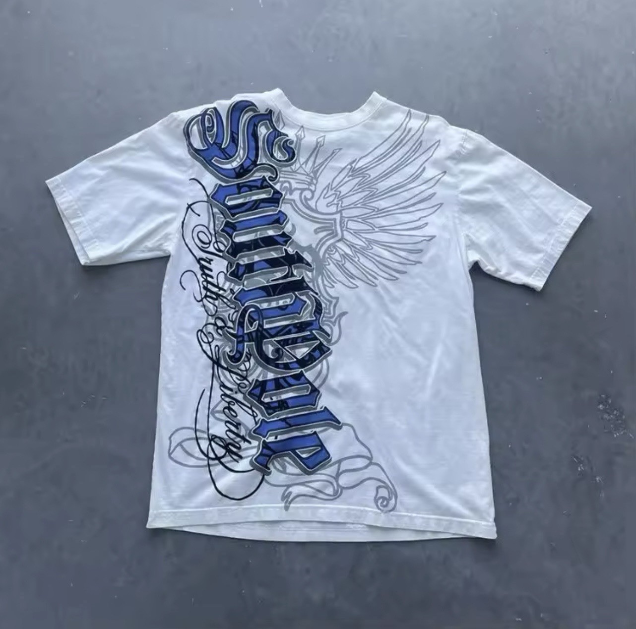 Mens Y2K Gothic Graphic T Shirt Streetwear South pole Wing Grunge Vinatage Tee gallery