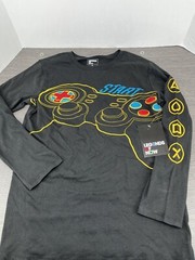 Play Station Long Sleeve Logo Button Print Tee T-Shirt gray new with tags
