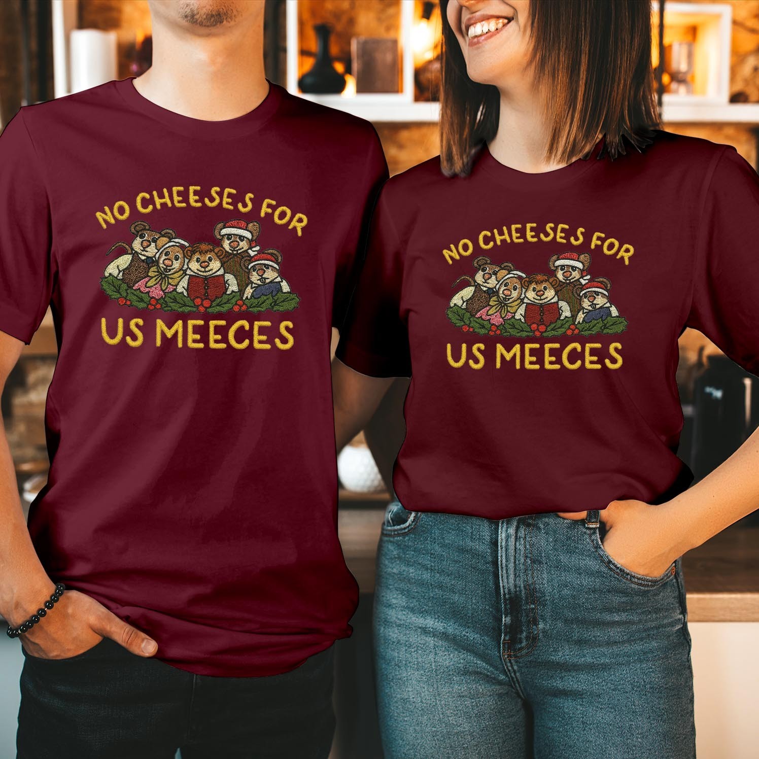No Cheeses For Us Meeces Shirt Funny Christmas Movie Couples T-Shirt Gift T-5349 gallery