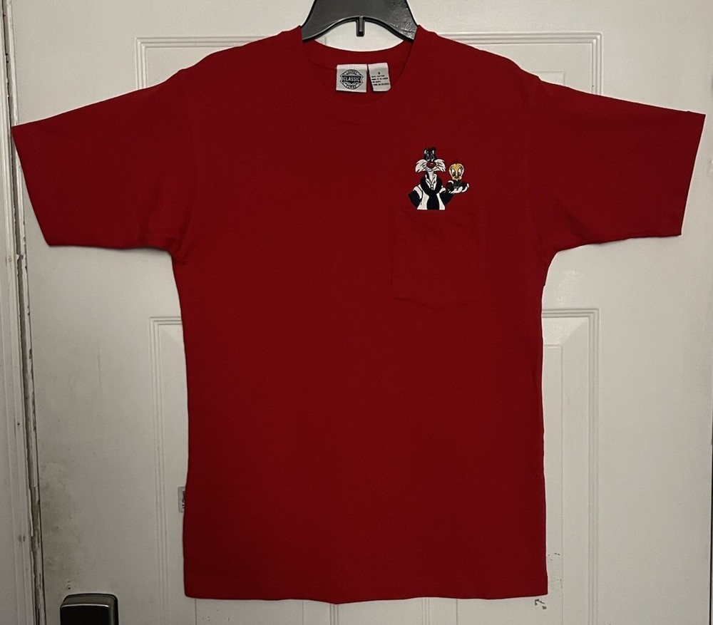 Looney Tunes Classic Sylvester & Tweety Pocket T-Shirt Size Small 90’s Vintage