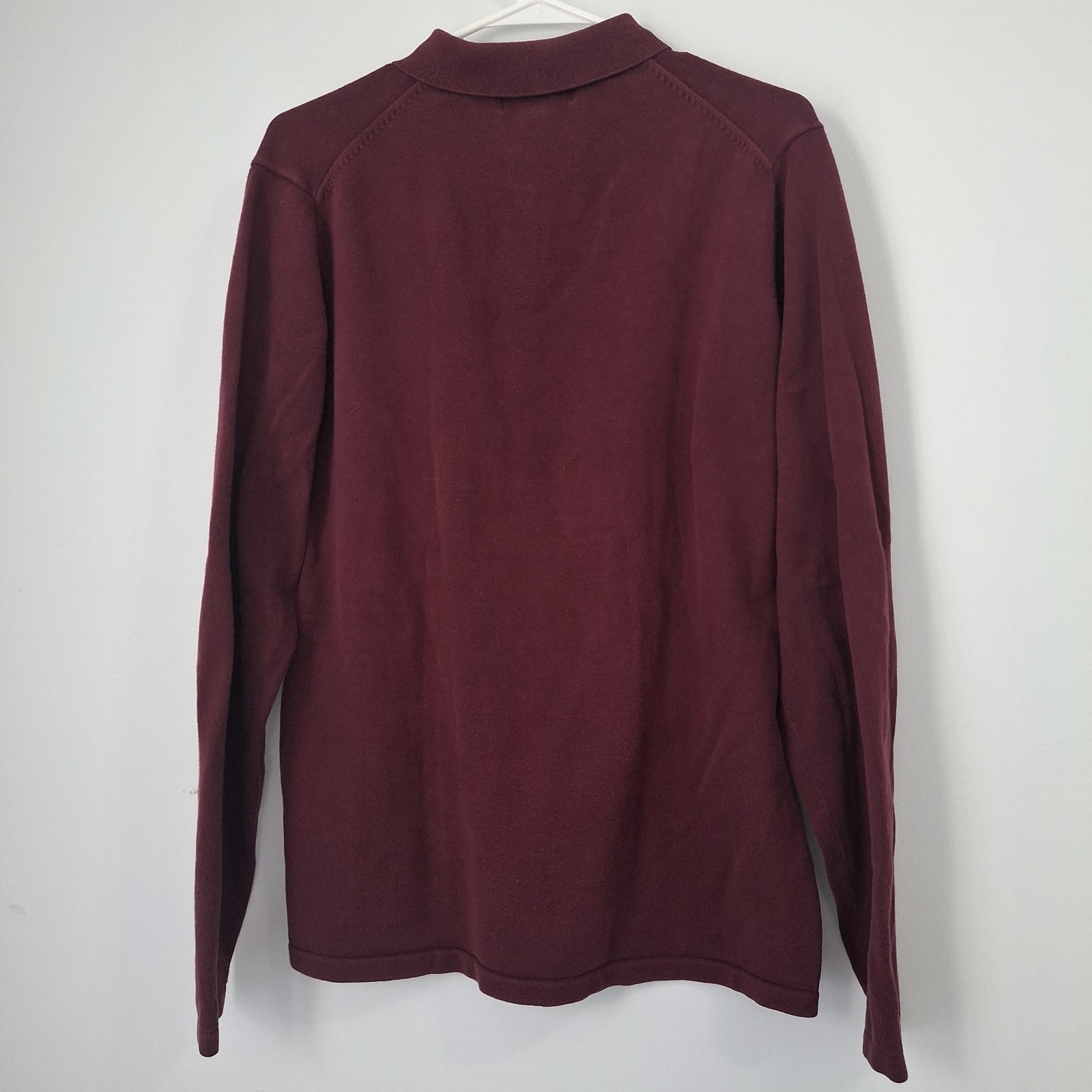 Eddie Bauer Men's Polo Sweater MT Medium Tall Burgundy Long Sleeve Knit Cotton gallery