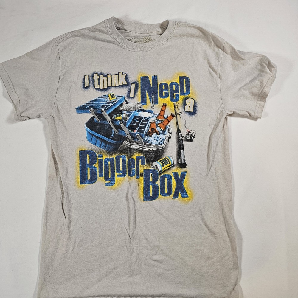 Classic Teaze I Think I Need a Bigger Box Fishing Gray Cotton S T-Shirt