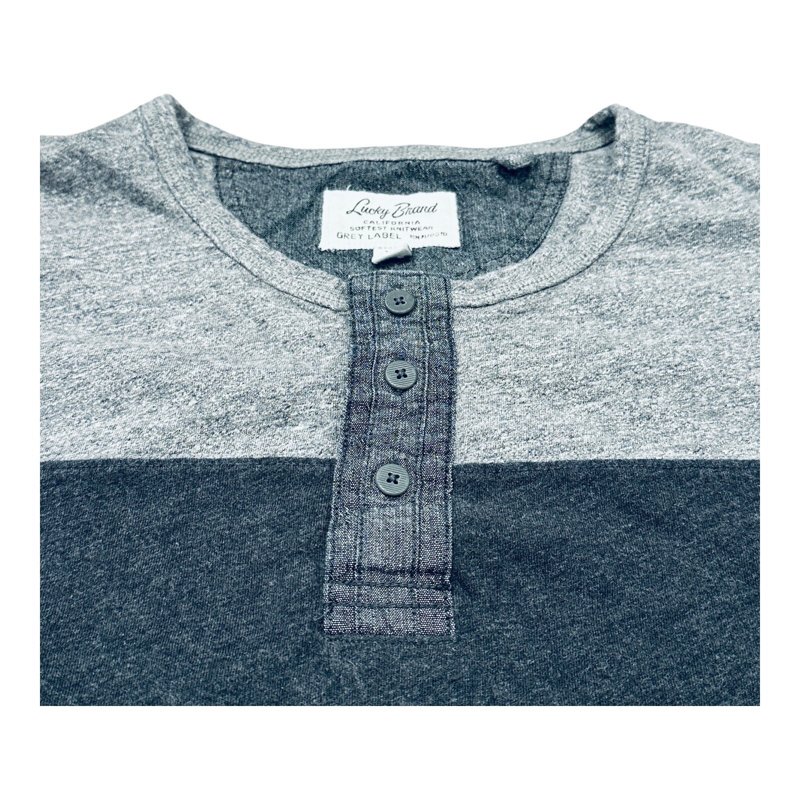 Lucky Brand Grey Label Henley Shirt Men's 2-Tone Long Sleeve Casual Tee - XL gallery