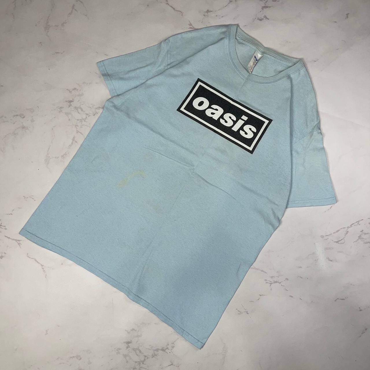 Vintage T-shirt Oasis Classic Band Logo Blue Size M Y2K Casual tee gallery