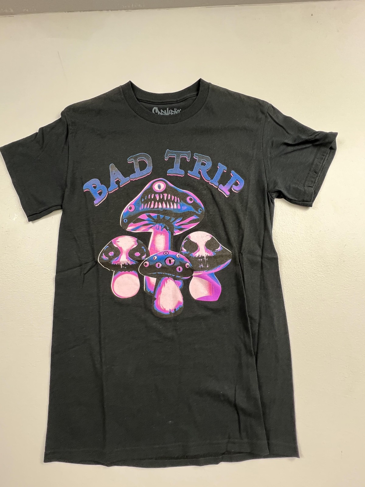 Spencer’s Shirt Mens Small Black Bad Trip Mushroom Graphic Tee Cotton