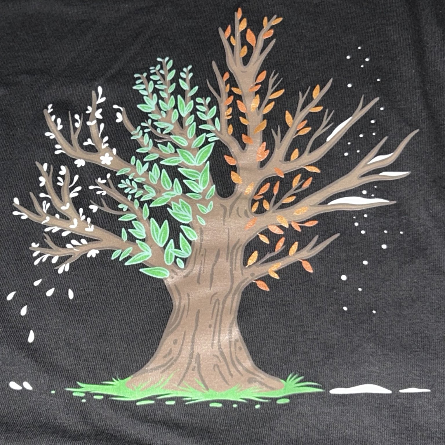 Delta Pro Weight Men's Black Long Sleeve T-Shirt L Four Seasons Tree Graphic gallery