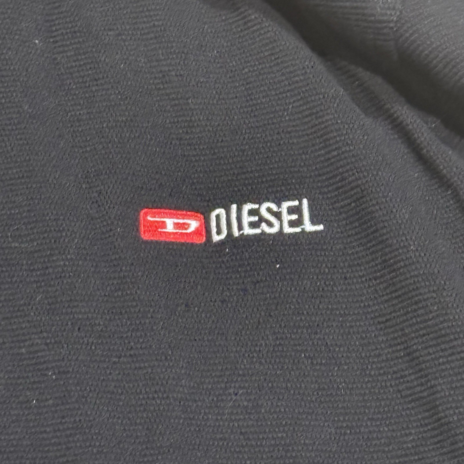 Diesel Mens Long Sleeve Shirt Large Black Micro Waffle Knit Utility Pocket XL gallery