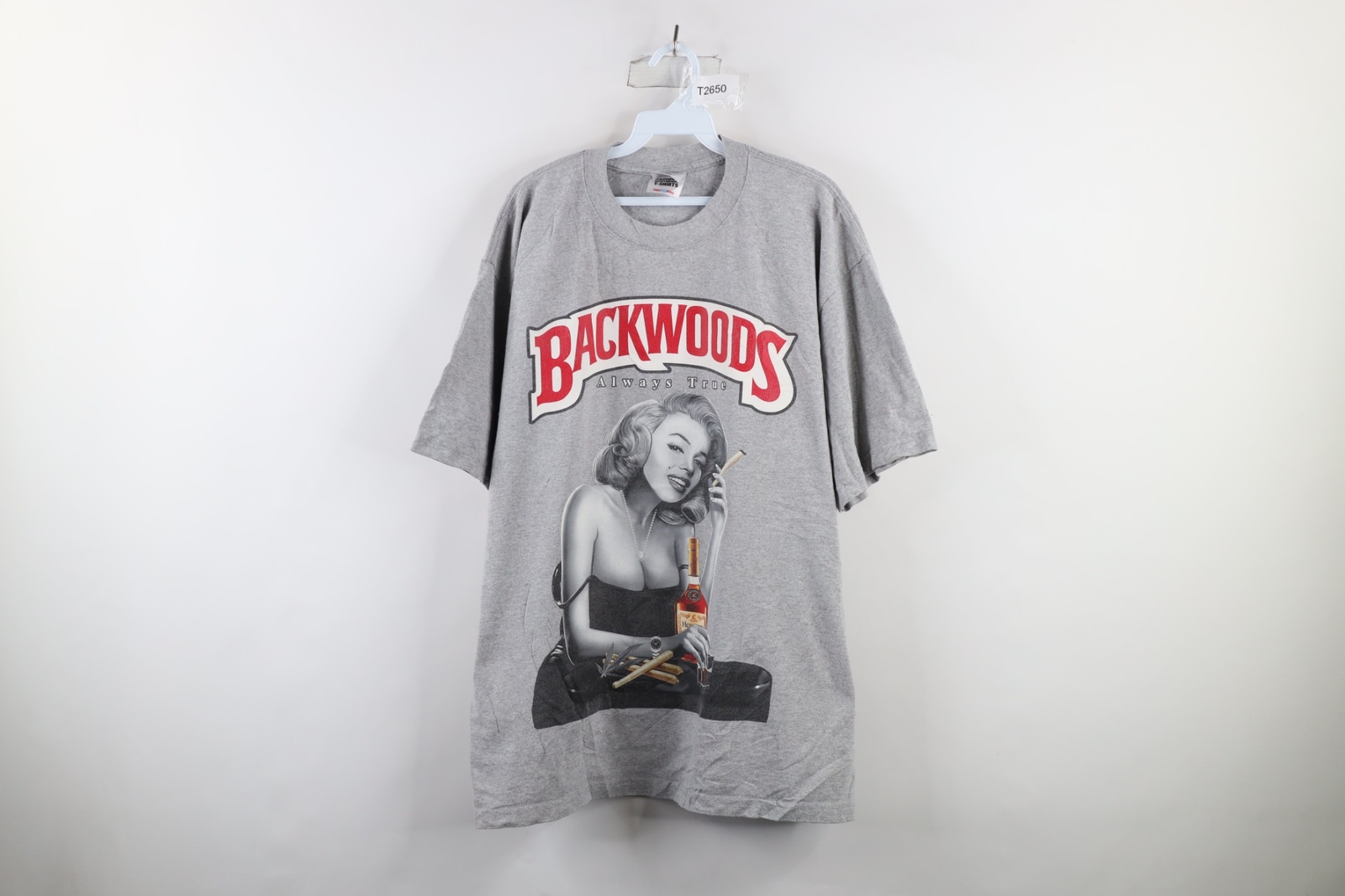 Vintage Streetwear Mens XL Spell Out Backwoods Rolling Papers Marijuana T-Shirt