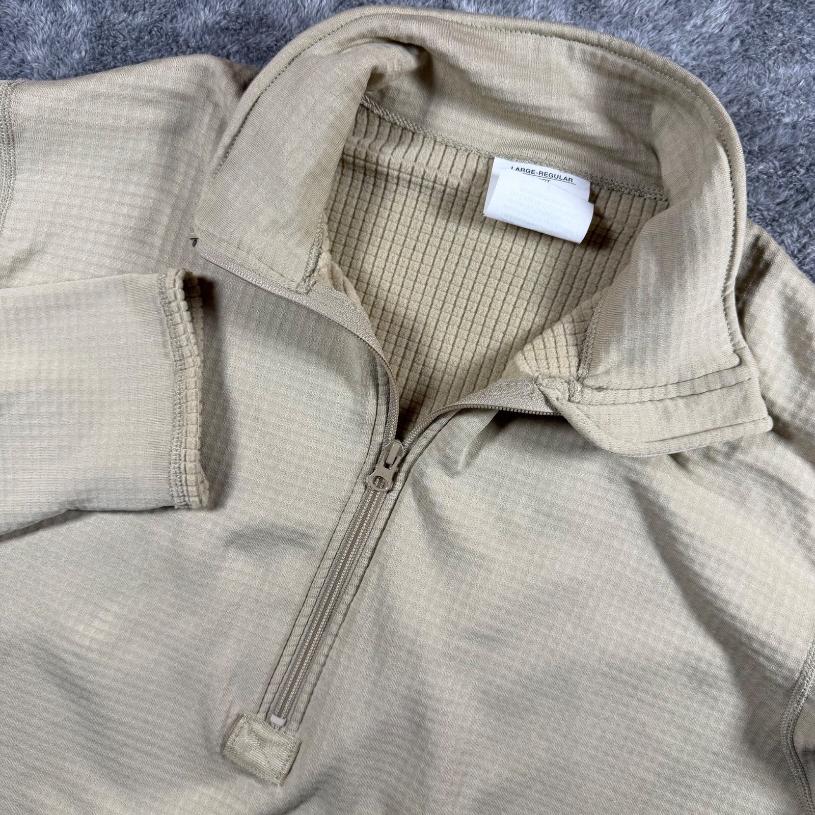 Peckham Pullover Shirt Mens Large 1/4 Zip ECWCS Gen III Tan Waffle Knit Thermal