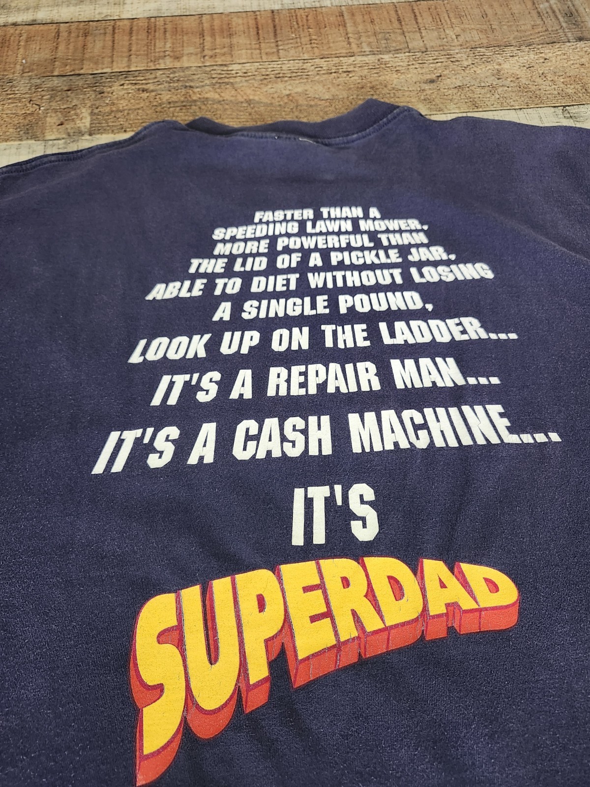 Vtg Discovery Channel Store Super Dad T Shirt Sz XL Navy Blue Good Shape gallery