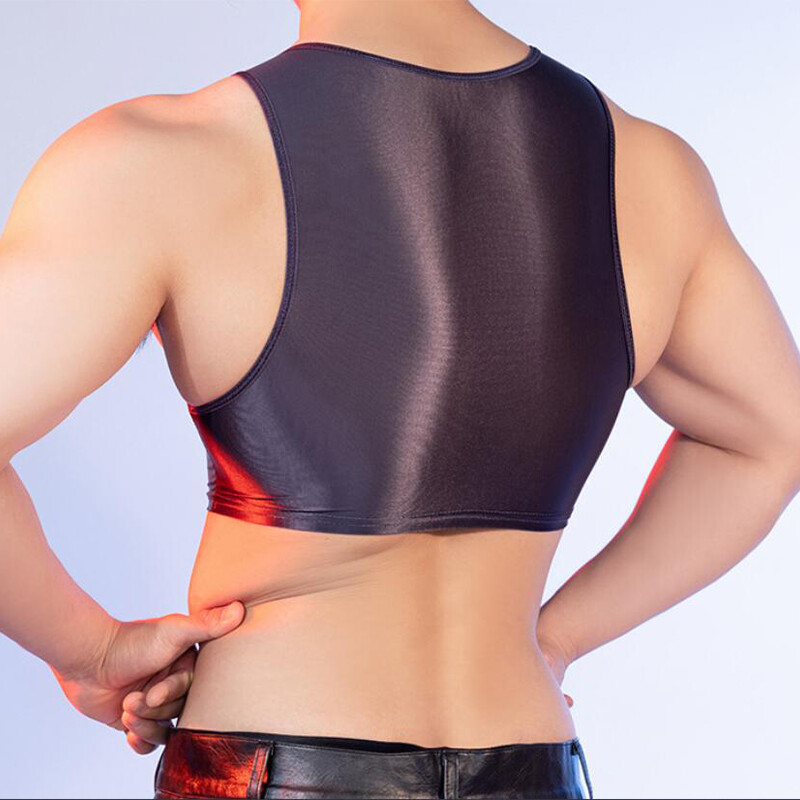 Lingerie Half Tank Top Glossy Vest Workout Sports Bras Sleeveless Undershirt gallery
