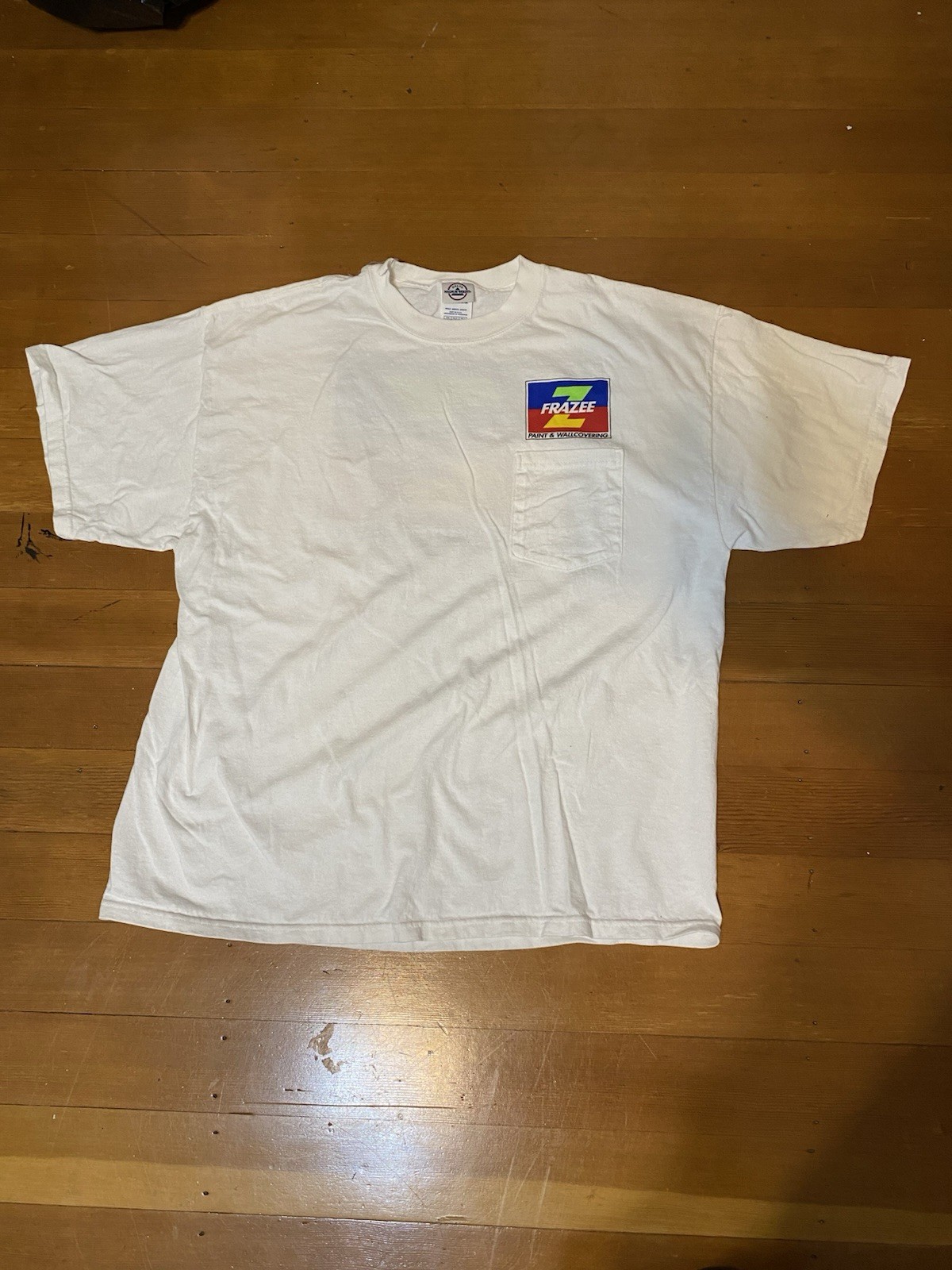 Frazee Paint & Wallcovering Employee Uniform White Pocket T Shirt Size XL gallery