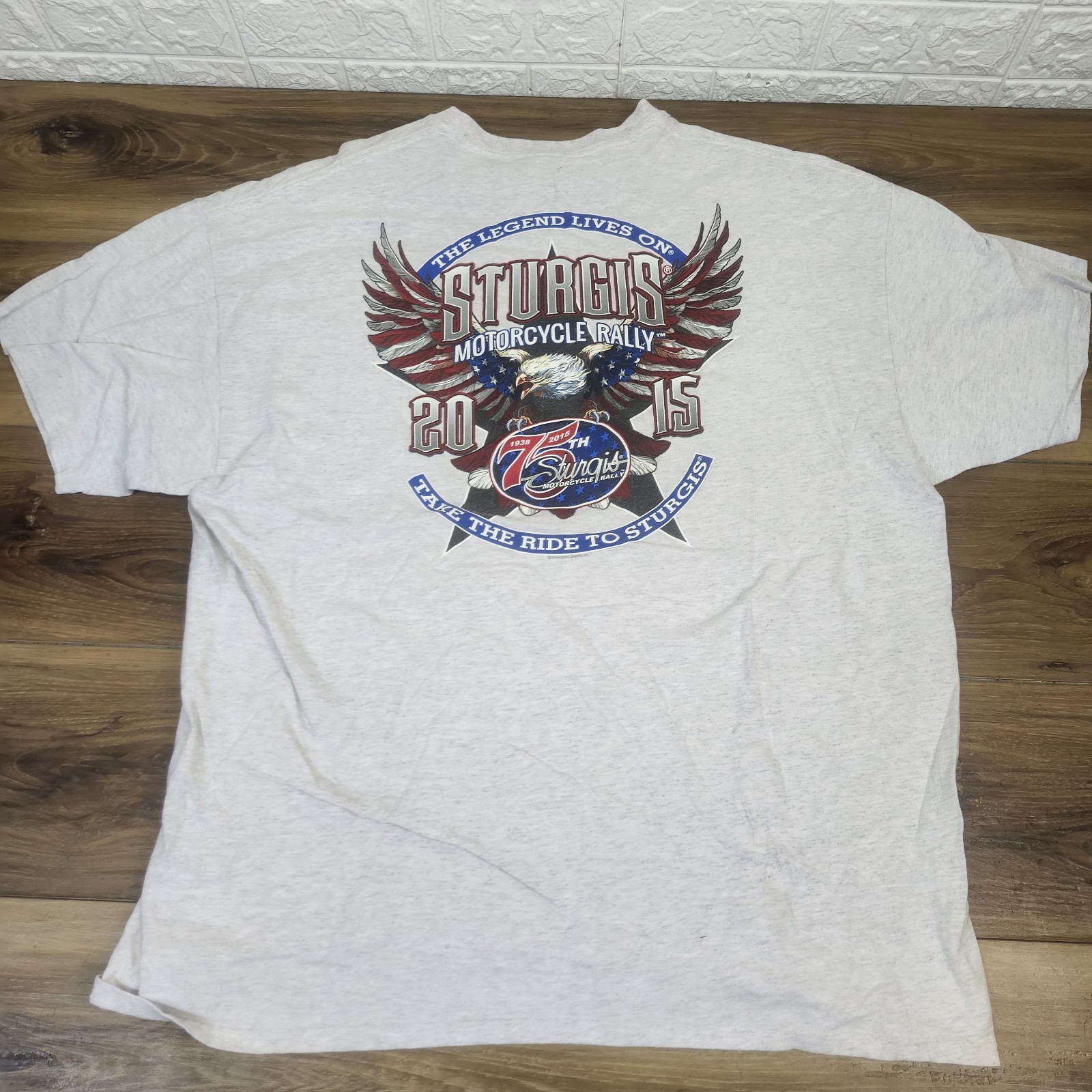 2015 Sturgis Motorcycle Rally Bike Week Graphic T Shirt Gray 2XL 75th Annual gallery
