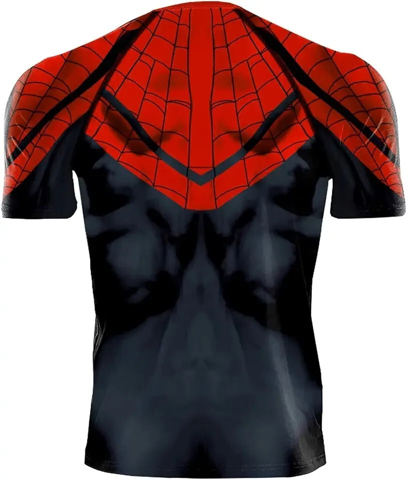Men's T-shirts Spider Superhero Compression Tights Short Sleeve Tops Tee Gym gallery