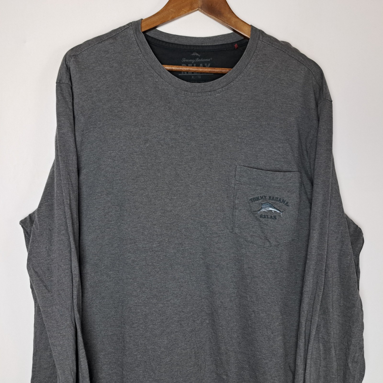 Tommy Bahama Relax T-Shirt Mens XL Gray 100%-Supima Cotton Long Sleeve 1 Pocket gallery