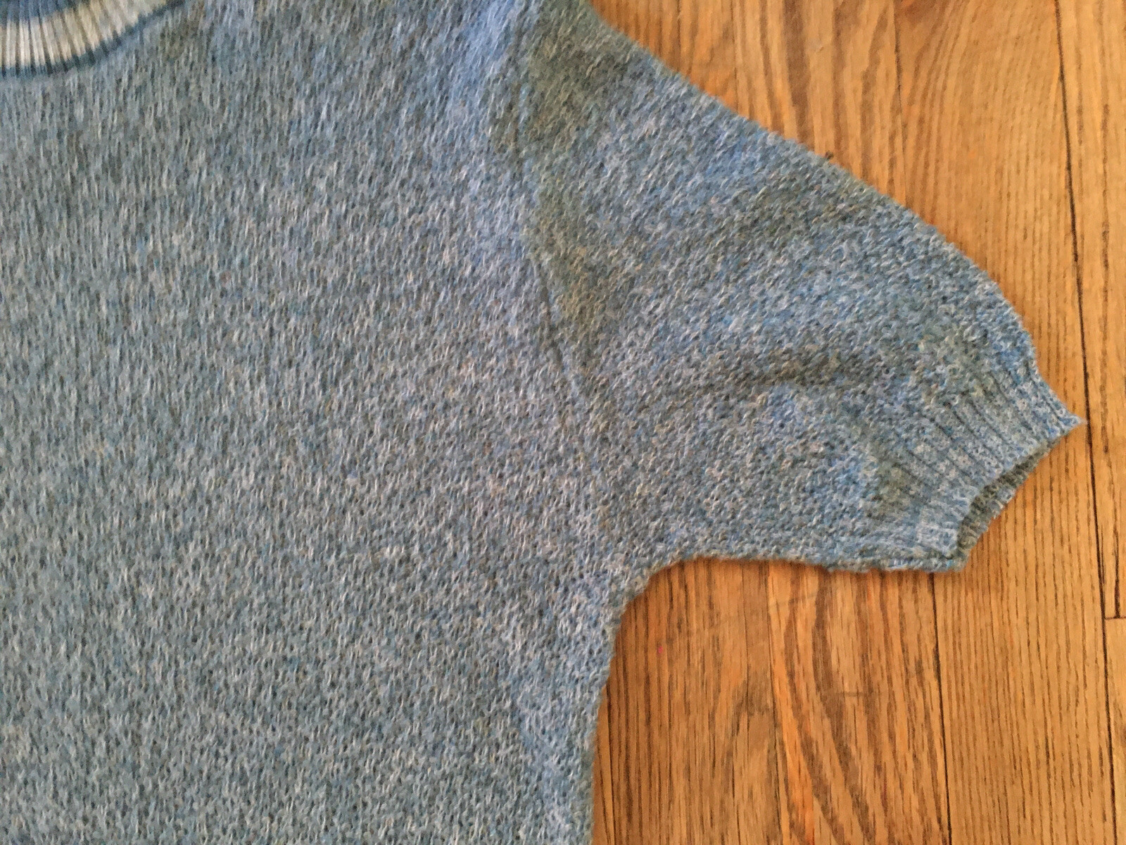 VTG 60s Ban Lon Textured Mod Shirt by Sears, Heathered Blue, Small, Atomic Age gallery